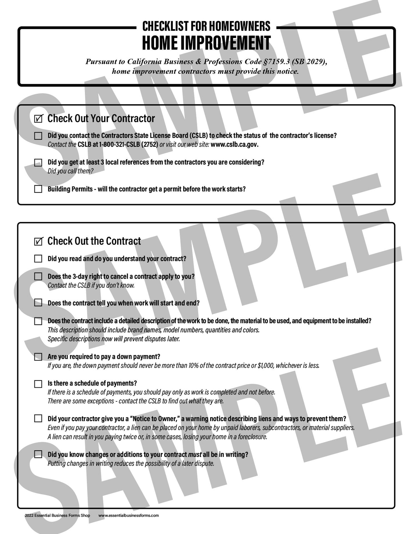 PDF Construction Forms (Basic Pack)