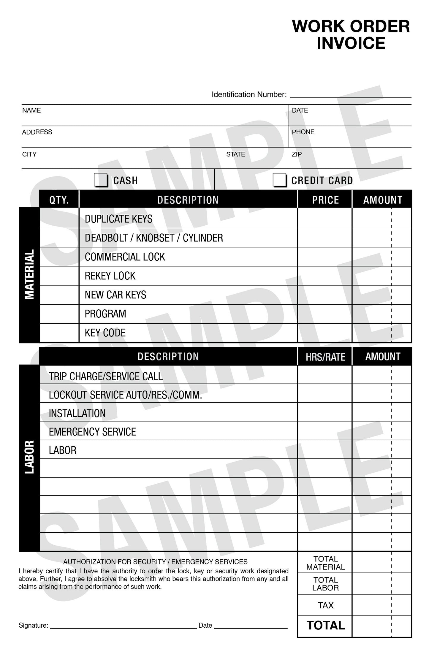 PDF Locksmith Services Invoice