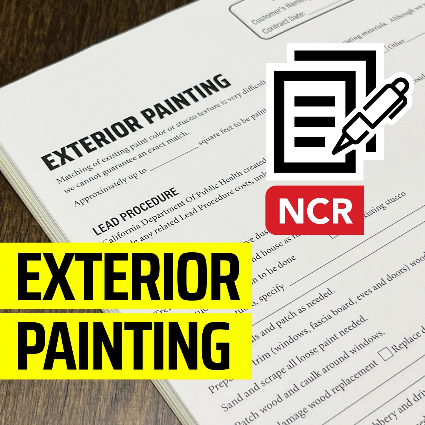 PAINTING Addendum - NCR Form (Pack of 10)