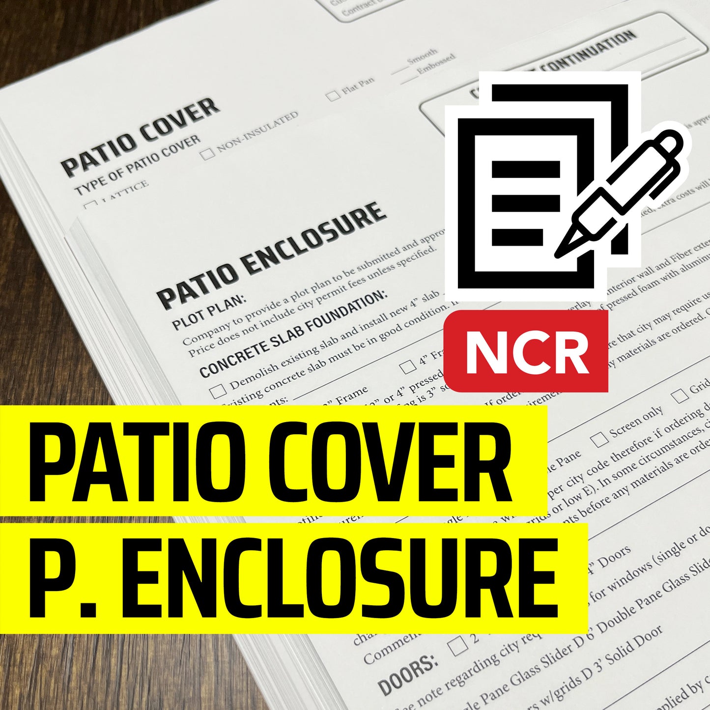 PATIO Addendum - NCR Form (Pack of 10)