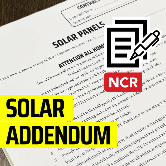 SOLAR PANELS Addendum - NCR Form (Pack of 10)