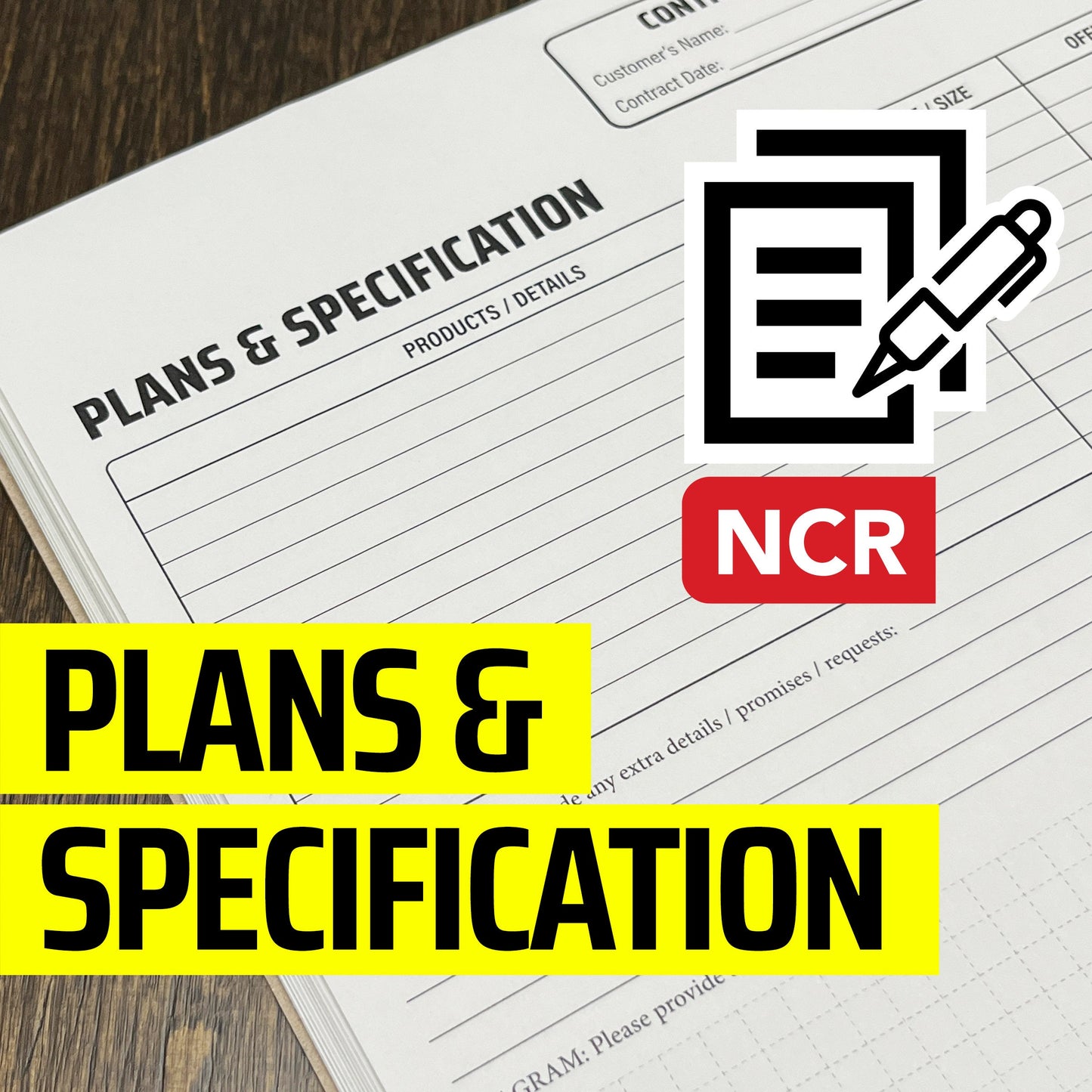 PLANS & SPECIFICATION Addendum - NCR Form (Pack of 10)