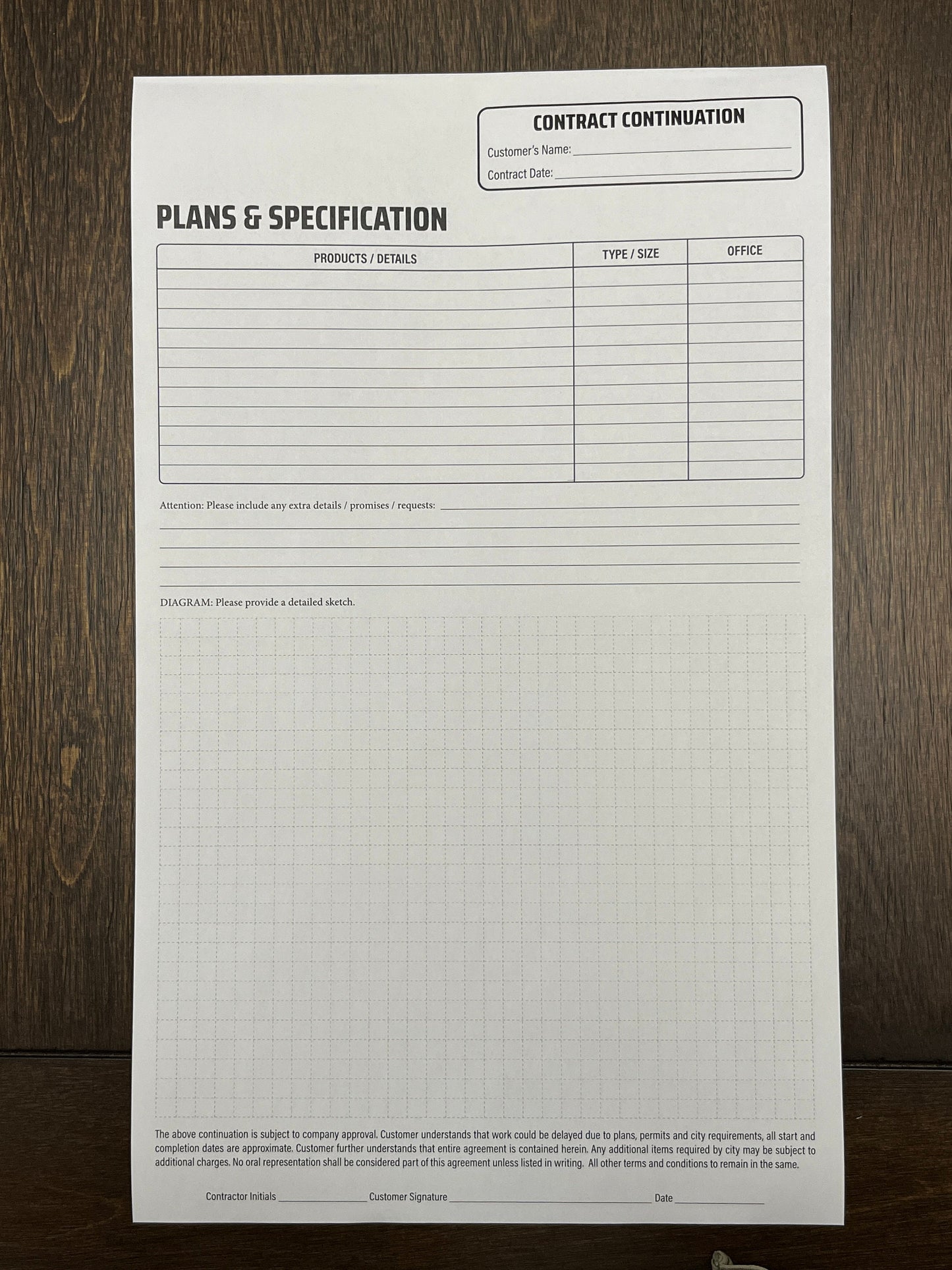 PLANS & SPECIFICATION Addendum - NCR Form (Pack of 10)