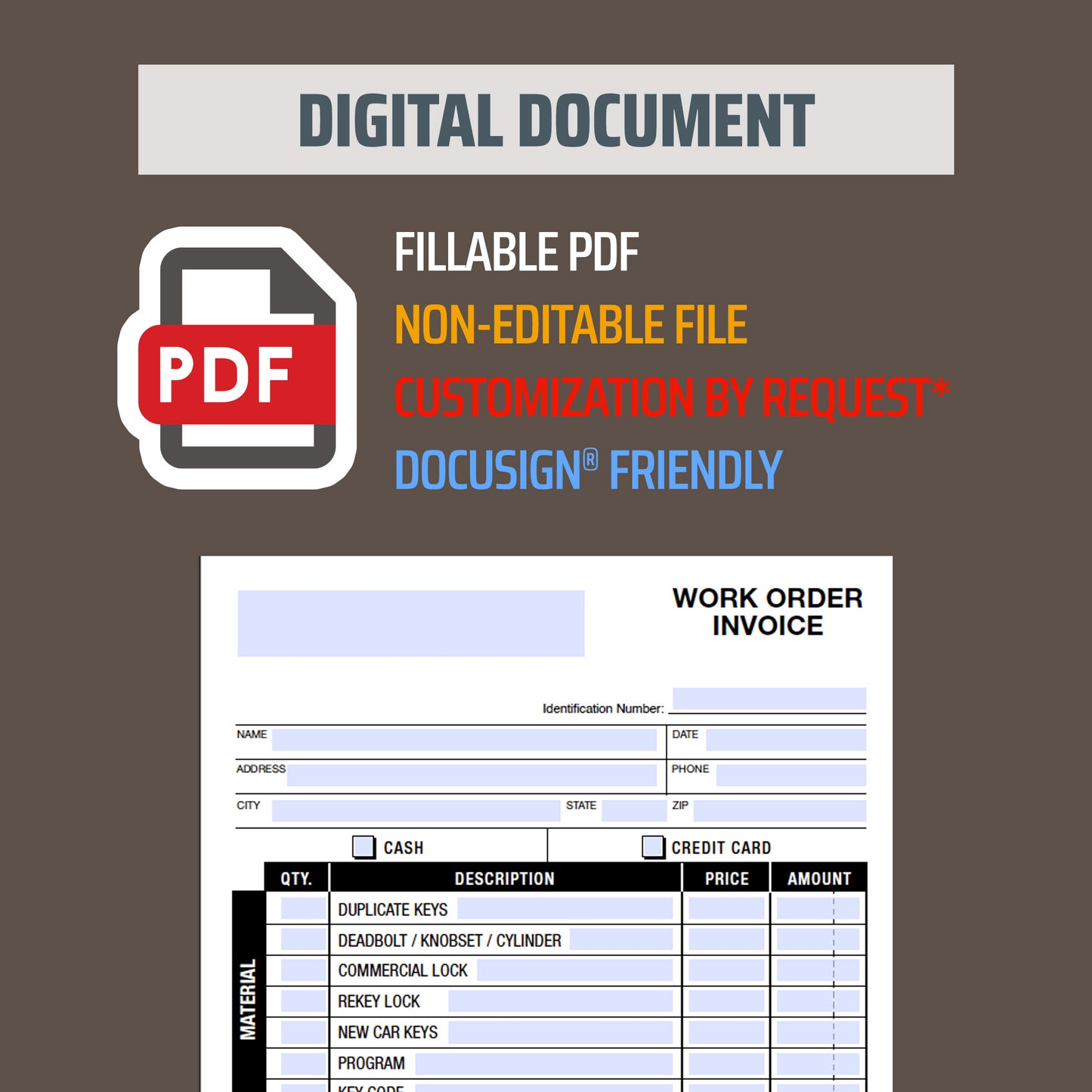 PDF Locksmith Services Invoice