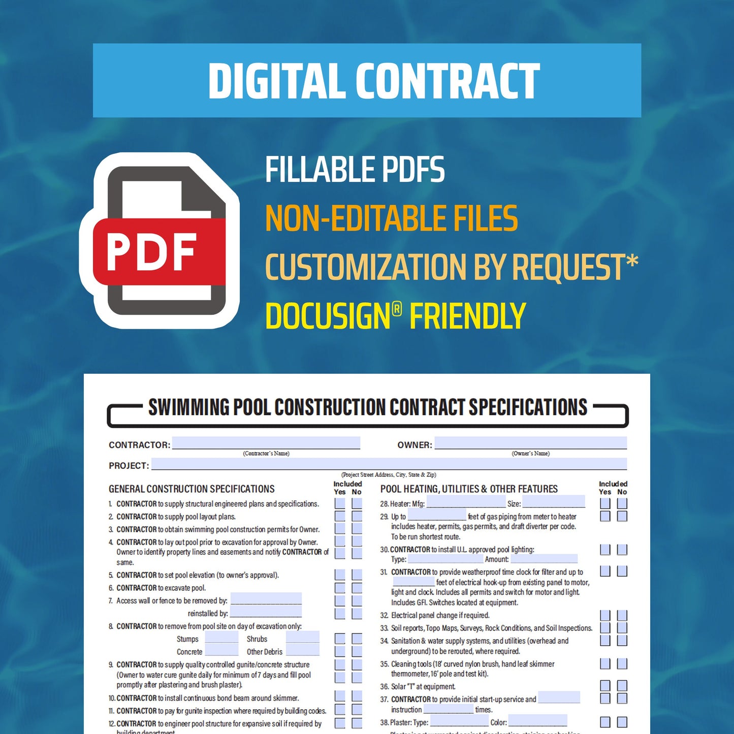 PDF Swimming Pool Construction Contract Specifications