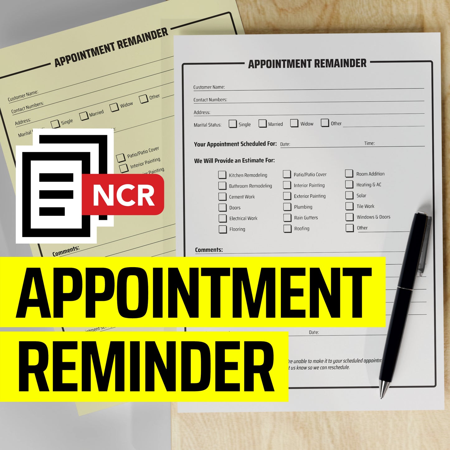 Appointment Reminder - NCR Form (Pack of 10)