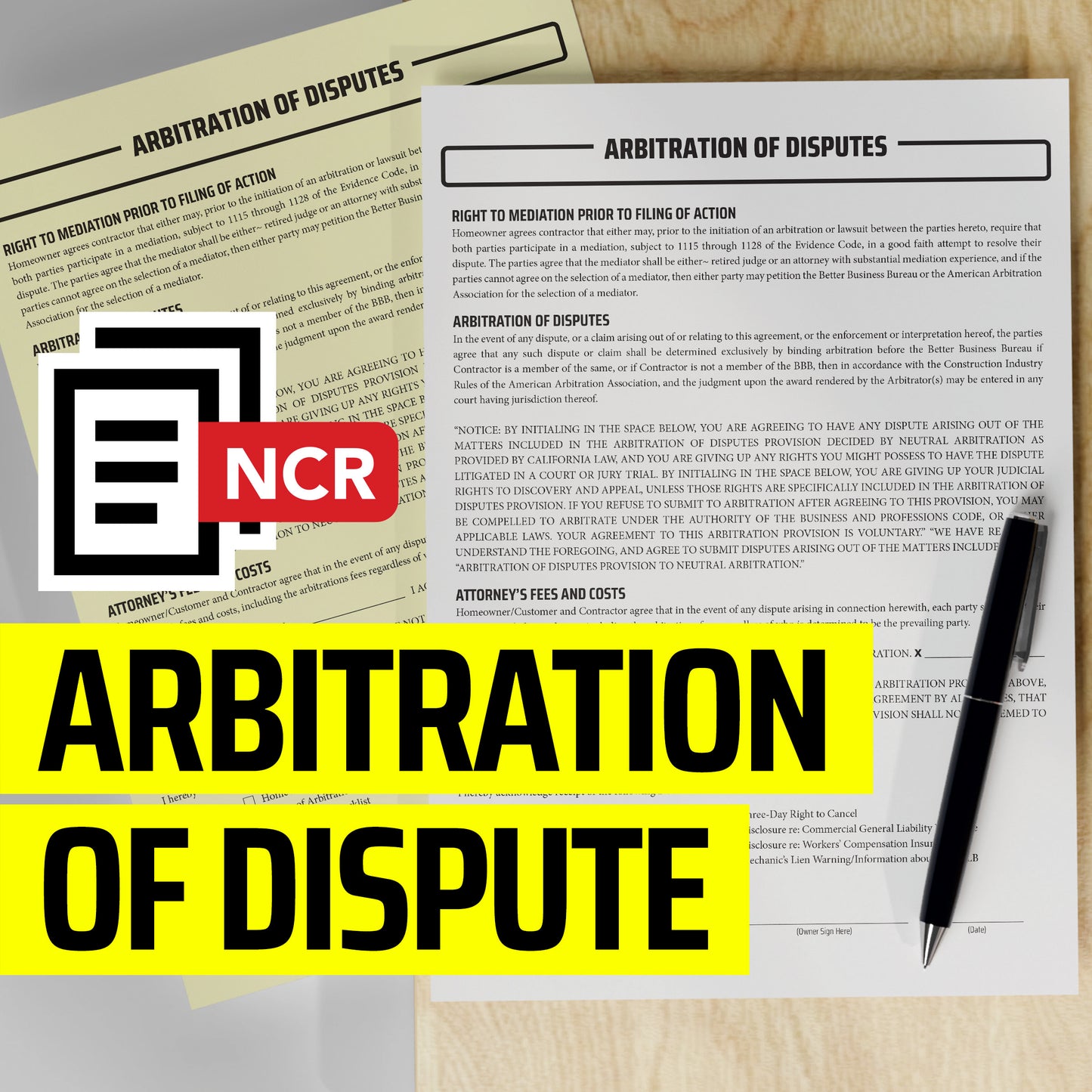 Arbitration of Disputes - NCR Form (Pack of 10)