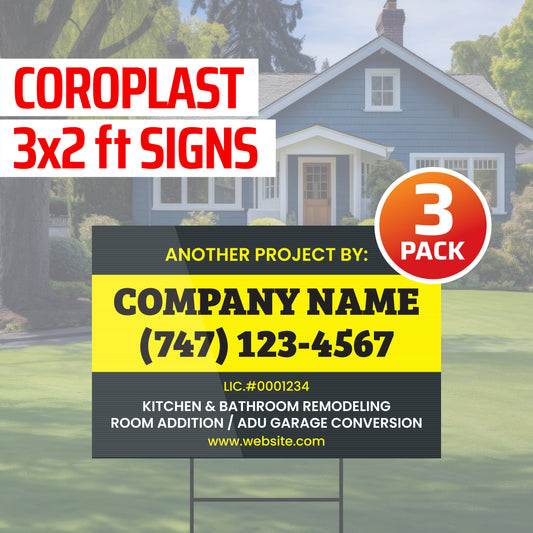 Coroplast 3x2 ft Sign (Pack of 3) Double-Sided Printing