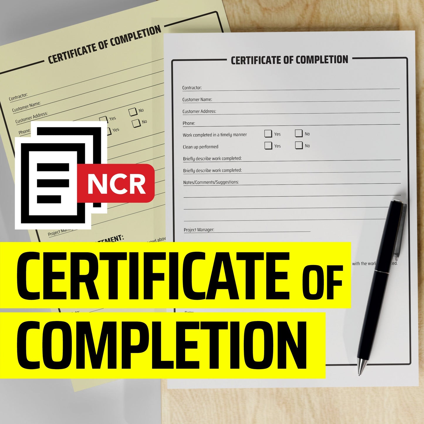 Certificate of Completion - NCR Form (Pack of 10)